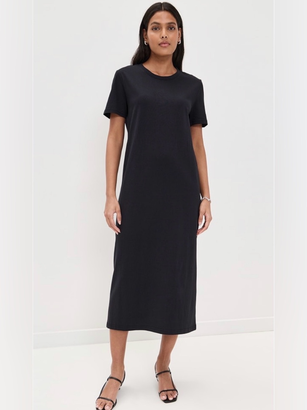 Favorite Daughter Black Short-Sleeve Midi T-Shirt Dress